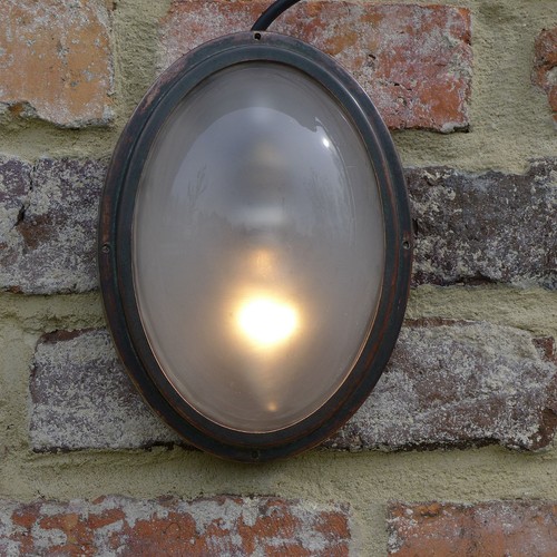 Antike messing wandlampe oval - messing,