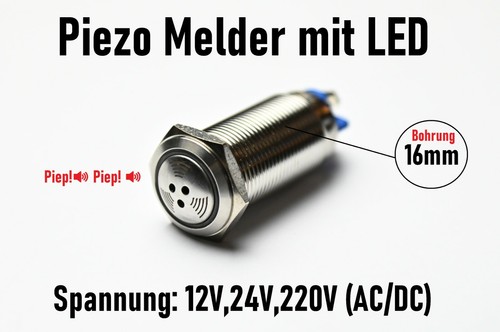 Melder buzzer rot 12v - buzzer, 24v