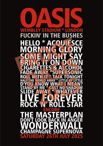 Oasis live set list - 25,