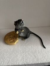 Antik Wien Österreich bemalte Bronze Figur Wiener Stil Maus mit Keks