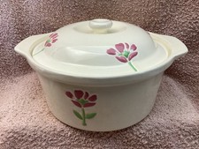 DDR Steingut Keramik VorratsTopf+Deckel 2L BlumenReliefDekor+Creme Glasiert /Top