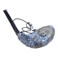 Schofar Widder 13" Salböl 925 Sterling Silber Widder Horn Löwe von Juda + Stä...