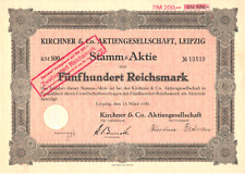 Kirchner & Co. Aktiengesellschaft, Leipzig - Aktie über 500 RM - Leipzig 1930