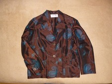 brauner eleganter Damen Blazer mit türkiser Stickerei Gr 4 / 44-46 von Zep Zep