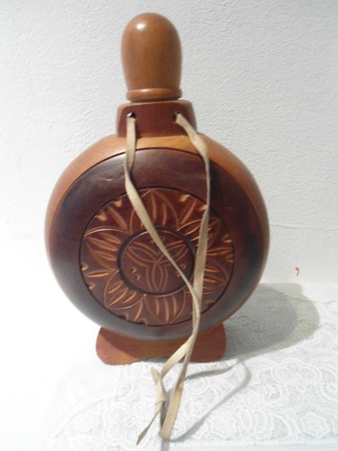 Feldflasche holz glas - feldflasche,, glas,