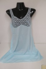 Zauberhafter  Unterrock  Kurz -  Blau - Spitze - Nylon  Gr. 40 - Vintage * X12*