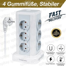 Steckdosenleiste 12Fach mit 6 USB Mehrfachstecker Steckdose Stromleiste 2m Kabel
