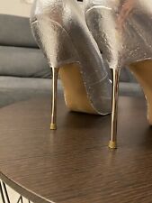 Pumps Unikate Metallabsatz High Heel  Skulptur Stiletto Strukturchrom Aufgetrage