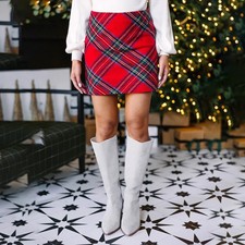Weihnachten Damen Kariert Partyrock Freizeitrock A-Linie-Rock Festrock Minirock
