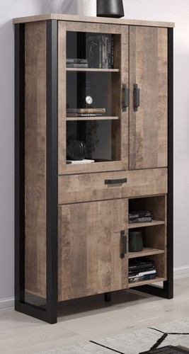 Vitrine eiche tabak schwarz - vitrine,