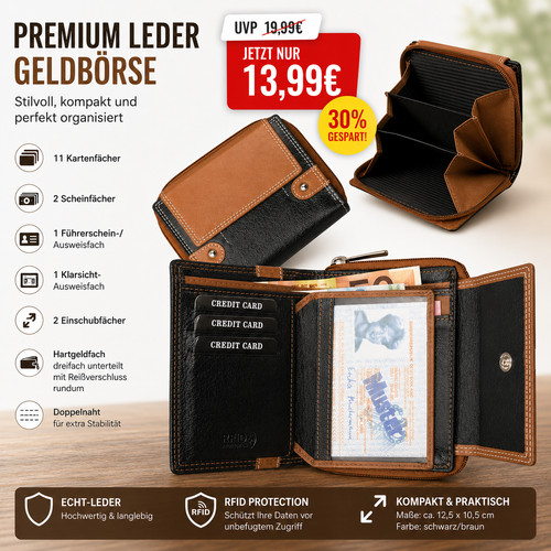 Damen geldbörse echt leder - echt,