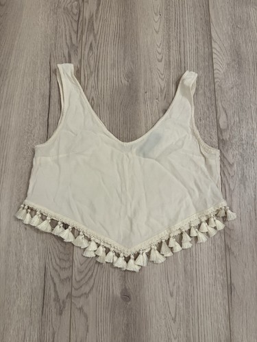Boho top fransen weiß - h&m,
