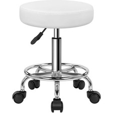 Rollhocker Bürohocker höhenverstellbar drehbar Kunstleder Weiß