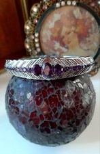 Afrikanischer Amethyst Edelstahl Armreif°.