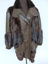 Nerz Jacke mit Leder Blouson Damen Herren Echt Pelz Gr. 46 bis 54 MINK Leather