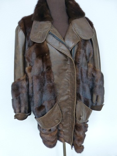 Nerz jacke mit leder blouson - mit,