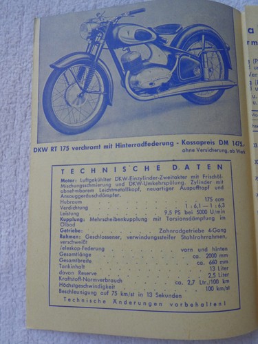 Dkw 175 technische daten - dkw,