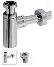 Design Siphon Sifon 1 1/4" chrom mit Beckenventil