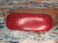 Hartschalen Brillen Etui Kroko Prägung 16x5,5x4cm Braun Kunstleder Box & Tuch #2