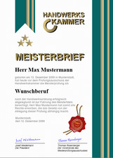 Meisterbrief Meisterurkunde