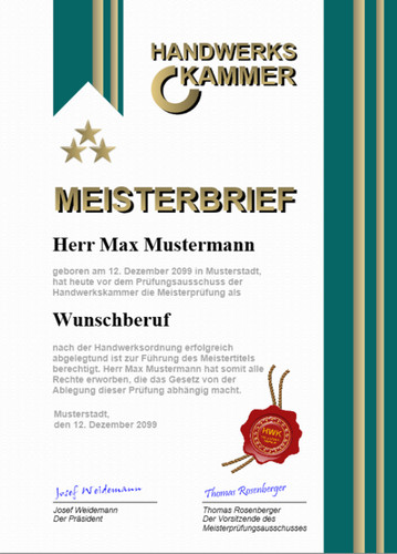 Meisterbrief meisterurkunde - meisterbrief,