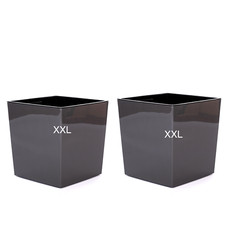 Blumenkübel Anthrazit Eckig Hochglanz Top SET 2 x XXL (H:41,5cm) Blumentopf