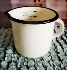 Emaille Email Messbecher Meßbecher Küchenmaß Kanne Camping Vintage Gebraucht