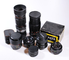 Konvolut mit 6 Objektiven für M42-Gewinde, defekt für Bastler