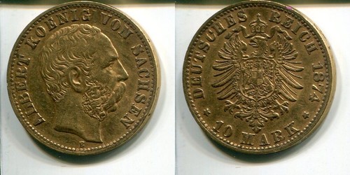 Sachsen 1874 10 mark - sachsen, in