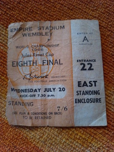1966 ticket england v - ticket,