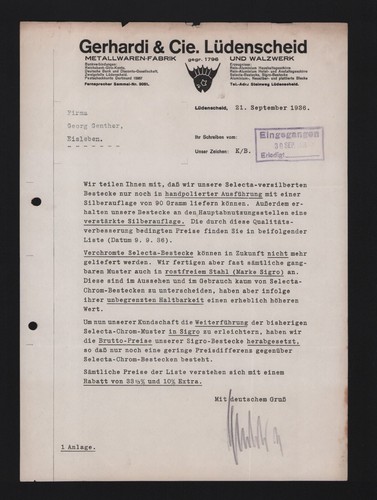 Lüdenscheid brief 1936 - lÜdenscheid,,