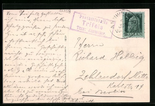 Ansichtskarte landpoststempel - ansichtskarte,