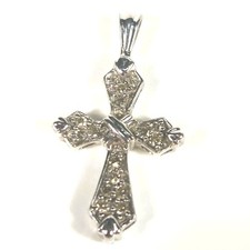 10k Weißgold 0,13 cttw Multi Diamant Kreuz Anhänger