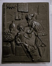 Eisengussplatte – mittelalterliche Zahnbehandlung "Zahnarzt" Zahnbrecher Barbier