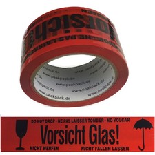 6-144 Klebeband Transparent Braun Vorsicht-Glas Klar Packband 66m leise / laut