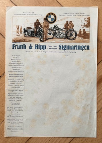 Bmw rechnungsblatt 1929 - bmw,