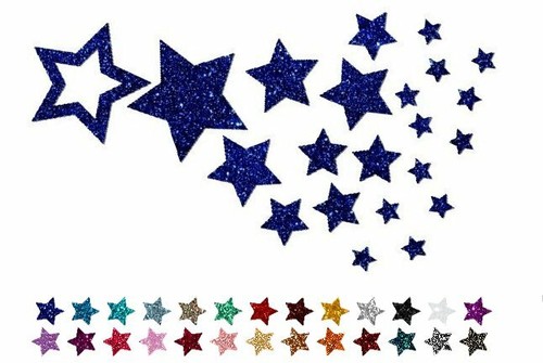 Bügelbild glitzer sterne set - bügelbild, sterne-set
