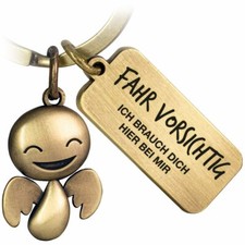 Schutzengel Schlüsselanhänger Happy - Engel Glücksbringer Gravur Fahr vorsichtig