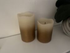 QVC LED Echtwachskerzen 2 Stück beige gold Bronze