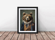 Bär Vintage Porträt, Tierkopf menschlicher Körper, viktorianischer Stil Tierdruck