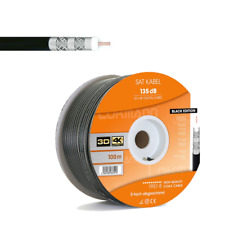 135dB Koaxial Kabel 7mm SAT Kabel Antennenkabel 5-fach FULLHD 4K 8K UHD,Schwarz