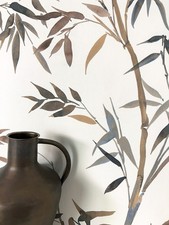 Tapete Vliestapete Braun Dschungel Bambus Blätter Mustertapete Dschungeltapete