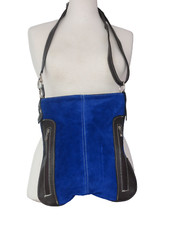 Extravagante Ledertasche Damentasche Schultertasche Royalblau NEU