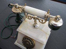 Fernsprechtischapparat Onyx / weiss Marmor alt edel Telefon Post Antik