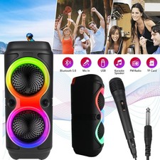 Tragbarer Bluetooth Lautsprecher RGB Party Stereo Bass Karaoke Box 7 RGB-Farben
