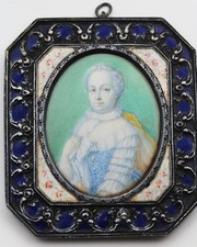 Porträt von  Maria-Theresia von Österreich,Französischer Miniaturist des 18. Jhs
