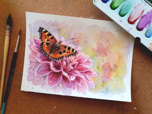 Aquarell kleiner fuchs - aquarell,
