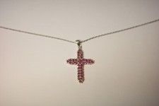 Siber 925 Kreuzanhänger - Rubin