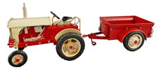 Traktor SCHLEPPER + HÄNGER Modell BLECHMODELL Oldtimer ROT DEKORATION  JMA268.1