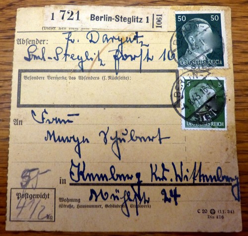 Karte paketkarte 721 berlin - paketkarte,